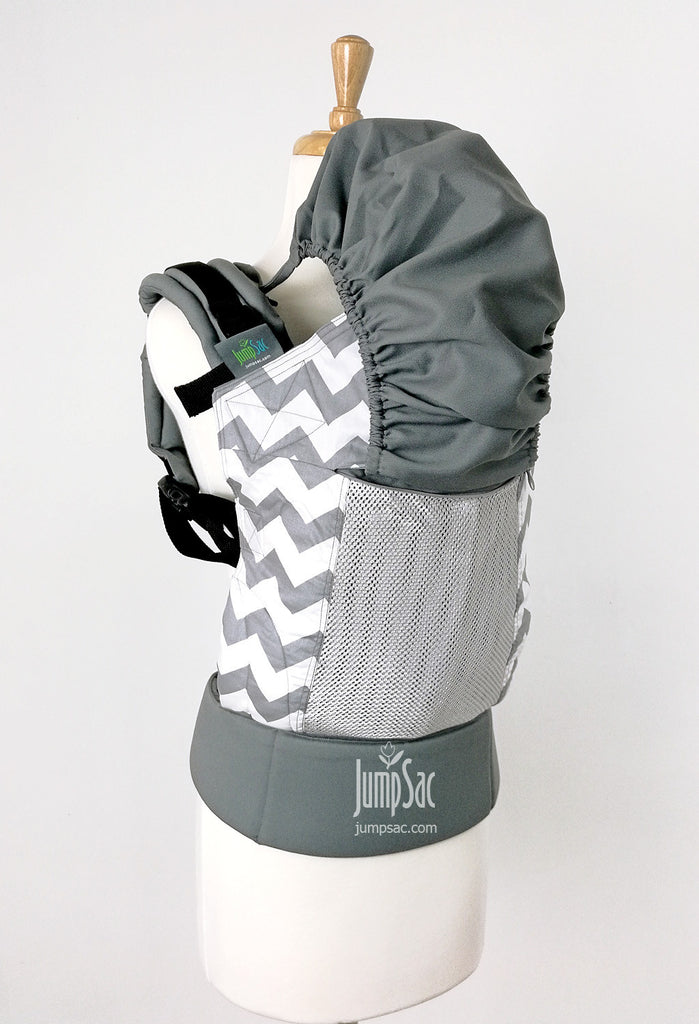 Grey Chevron with Silver Mesh on Slate (Orbit)