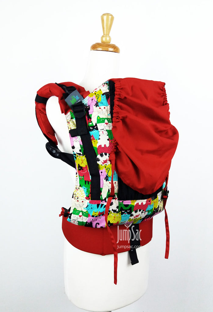 Sassy Cats with Black Mesh on Chili Red (Flux)