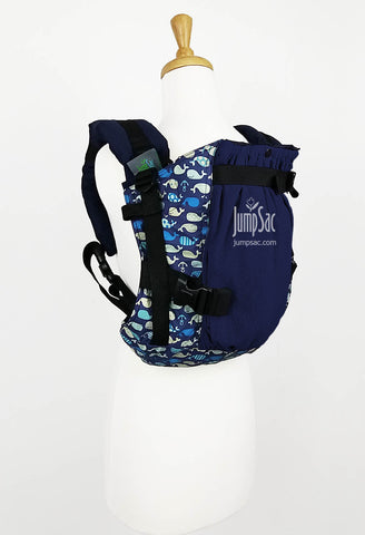 Nautical Whales with Navy Blue Mesh on Blueberry (Flux)